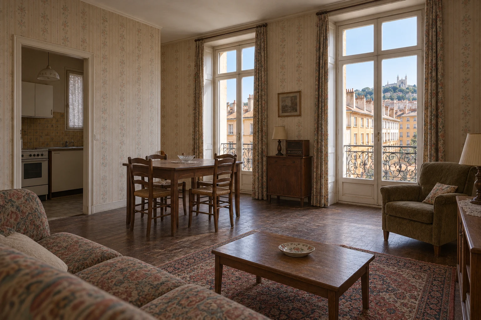 Avant rénovation : cuisine fermée et finitions vieillissantes